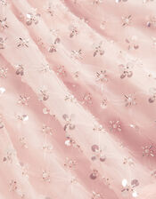 Gracie Long Sleeve Beaded Tunic Dress, Pink (PINK), large