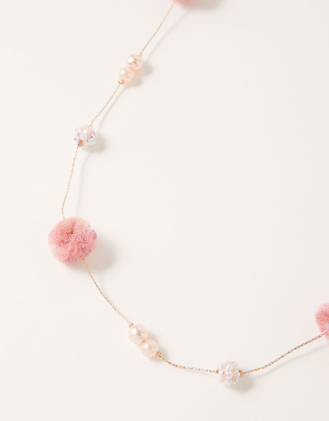 Flower and Pearl Long Necklace, , large