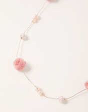 Flower and Pearl Long Necklace, , large