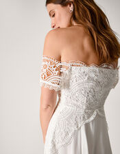 Maddie Off-Shoulder Wedding Dress, Ivory (IVORY), large