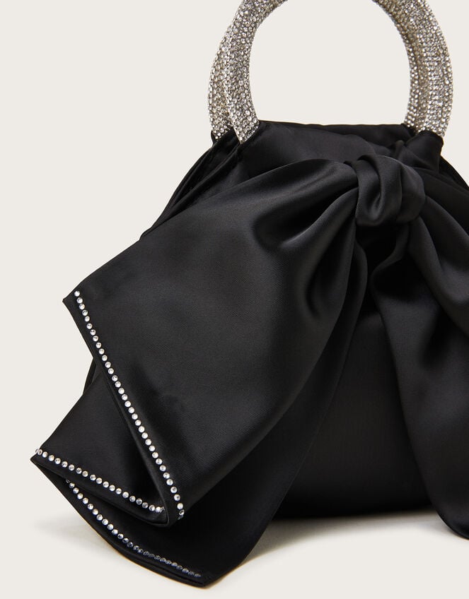 Bow Dazzle Handle Bag, Black (BLACK), large