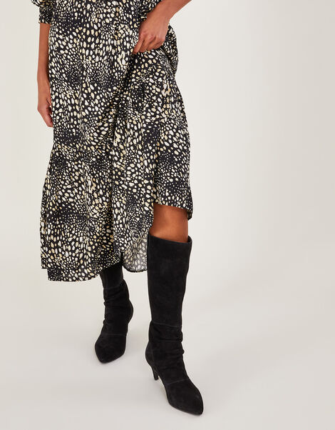 Long Slouch Suede Boots, Black (BLACK), large