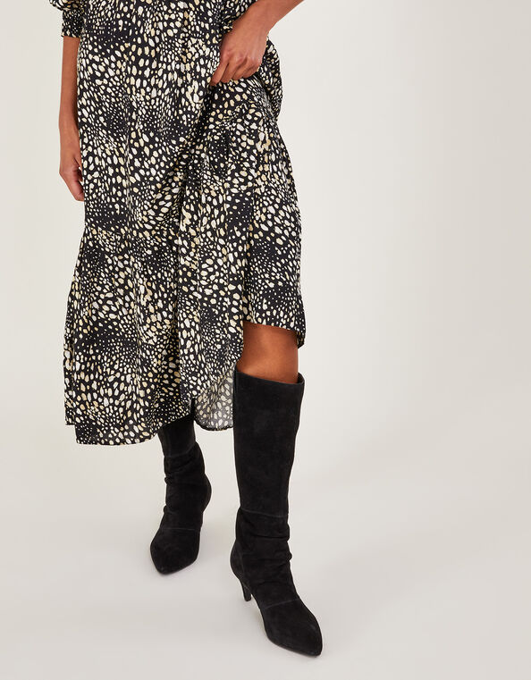 Long Slouch Suede Boots, Black (BLACK), large