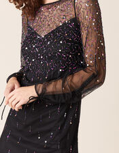 Henrietta Heart Sequin Tunic Dress, Black (BLACK), large