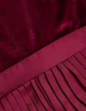 Quinn Velvet Pleated Jumpsuit, Red (BURGUNDY), large