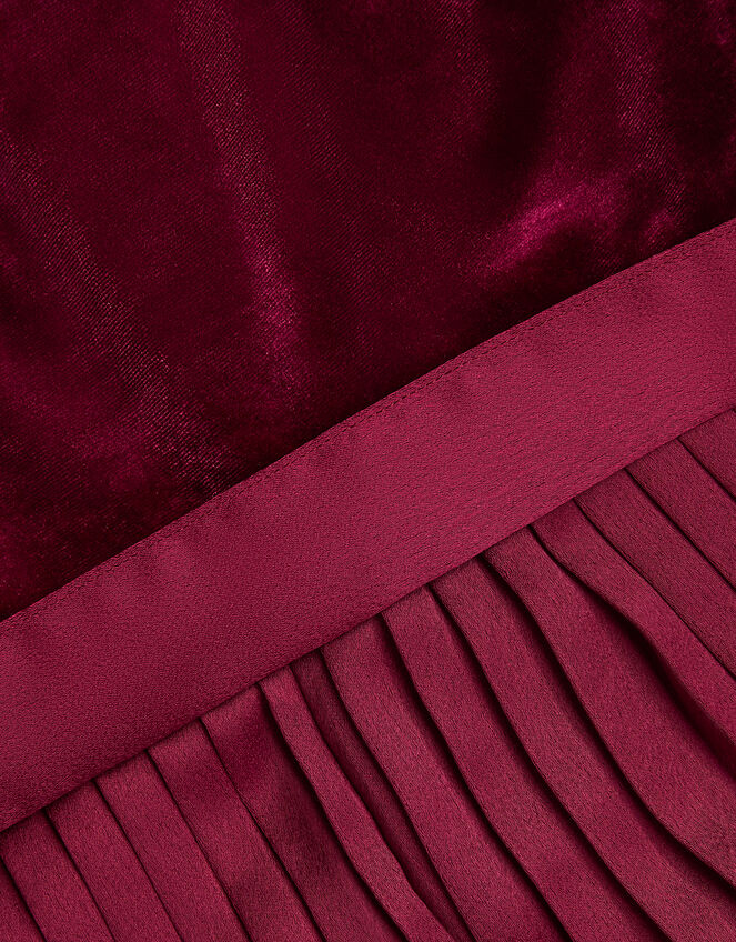 Quinn Velvet Pleated Jumpsuit, Red (BURGUNDY), large