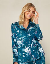 Floral Satin Pyjama Set, Teal (TEAL), large