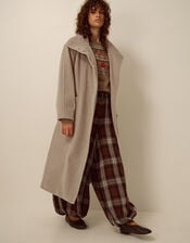 Millie Funnel Neck Belted Coat, Mink (MINK), large