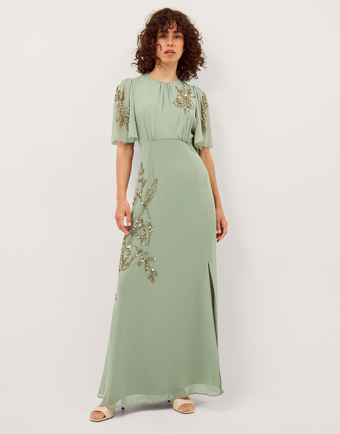 Skyler Floral Embellished Maxi Dress, Green (SAGE), large
