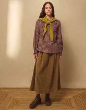 East Freya Embroidered Check Blouse, Brown (BROWN), large