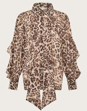 Allegra Leopard Print Top, Brown (BROWN), large