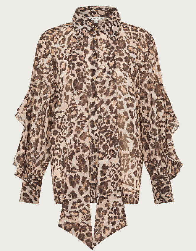 Allegra Leopard Print Top, Brown (BROWN), large
