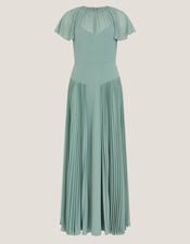 Madison Flutter Sleeve Pleated Bridesmaid Dress, Green (SAGE), large