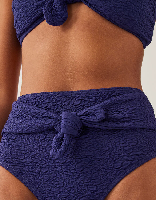 Kyla Tie Front High Waisted Bikini Bottom, Blue (NAVY), large