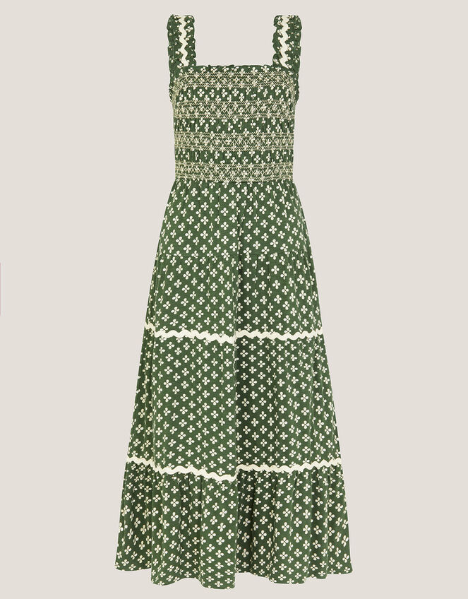 Daisy Geometric Print Jersey Midi Dress, Green (KHAKI), large