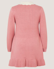 Long Sleeve Cable Knitted Dress, Pink (PINK), large