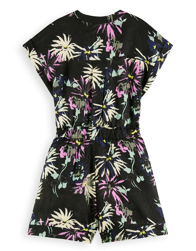 Scotch and Soda Print Linen Playsuit, Black (BLACK), large