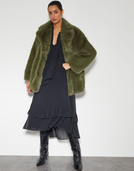Felixa Faux Fur Coat, Green (GREEN), large