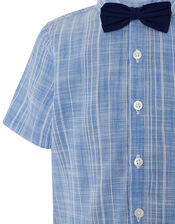 Slub Shirt with Bow Tie , Blue (BLUE), large