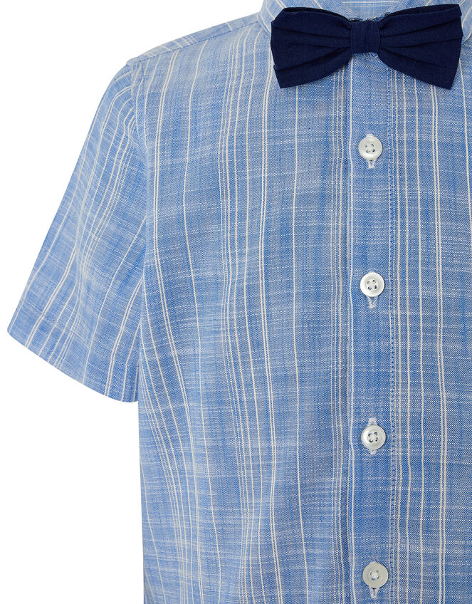 Slub Shirt with Bow Tie , Blue (BLUE), large