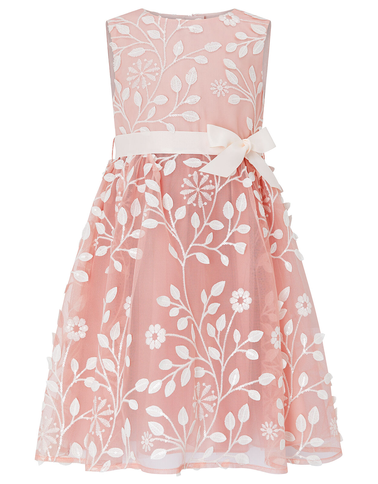 Sylvia Floral Embroidered Dress Pink