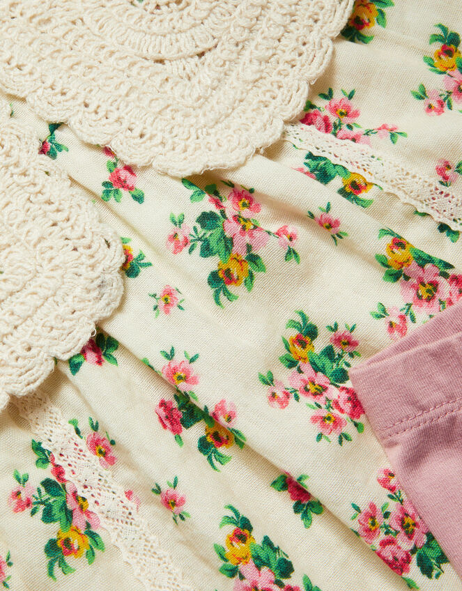 Baby Rosanna Floral Crochet Collar Top and Leggings Set, Ivory (IVORY), large