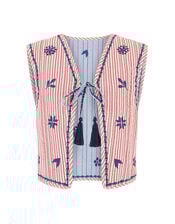 East Teleri Reversible Stripe Waistcoat, Blue (BLUE), large