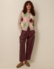 Alba Argyle Cardigan, Mink (MINK), large