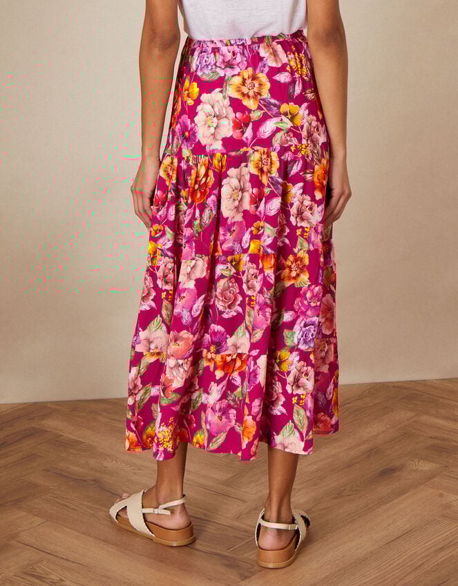 Bethany Floral Maxi Skirt in Sustainable Viscose, Pink (PINK), large