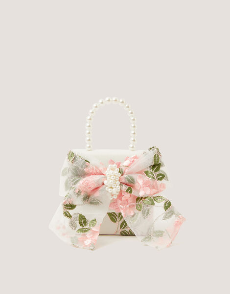 Floral Embroidered Bow Bag, , large