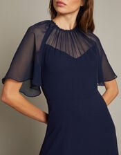 Mona Angel Sleeve Maxi Dress, Blue (NAVY), large