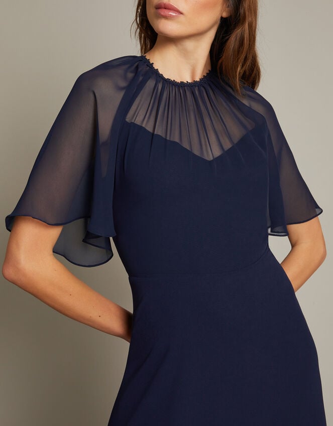 Mona Angel Sleeve Maxi Dress, Blue (NAVY), large