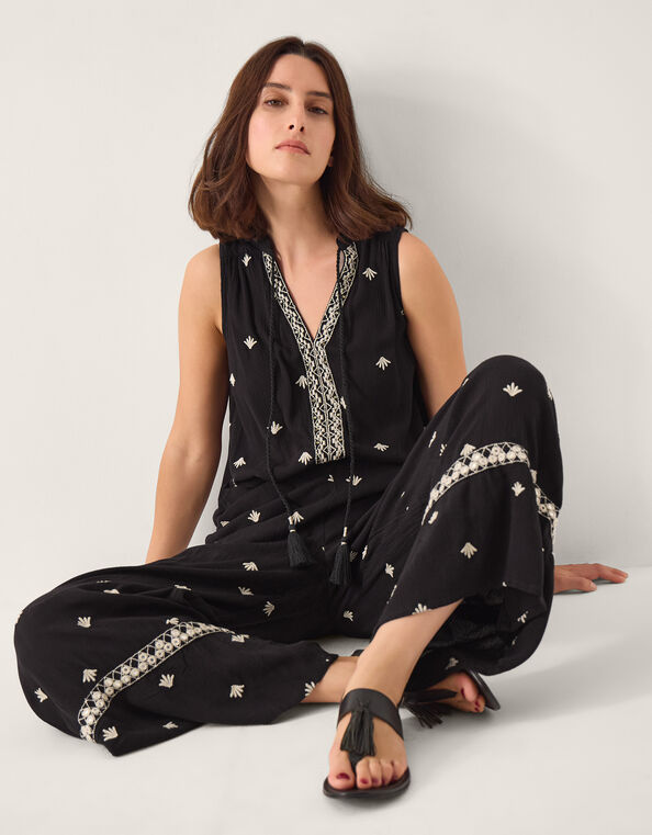 Samara Embroidered Tank Top, Black (BLACK), large