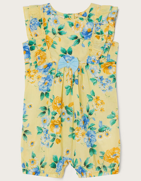 Newborn Floral Print Romper, Yellow (YELLOW), large