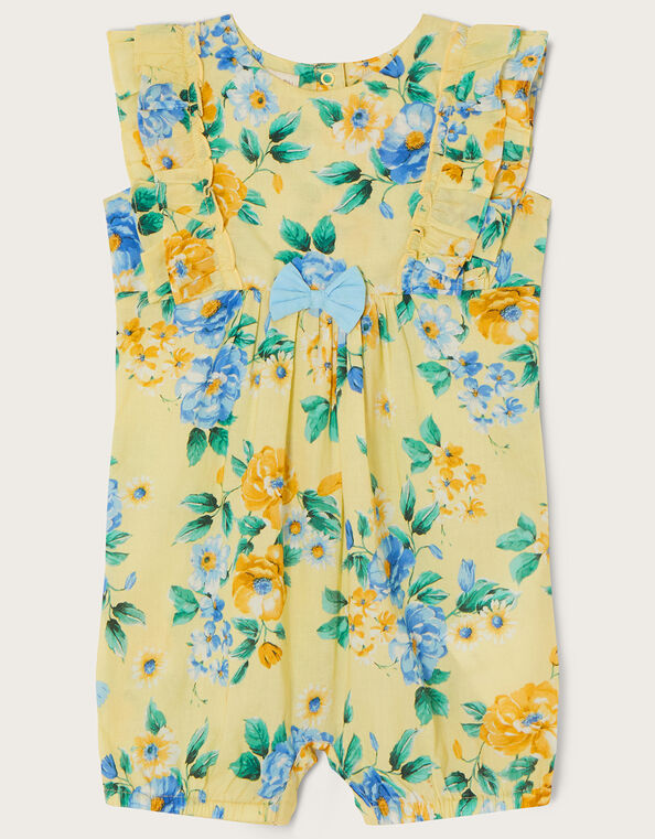 Newborn Floral Print Romper, Yellow (YELLOW), large