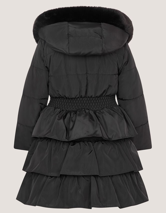Taylor Bow Hooded Puffer Coat, Black (BLACK), large