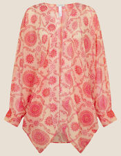 Geometric Floral Cover Up in Recycled Polyester, , large