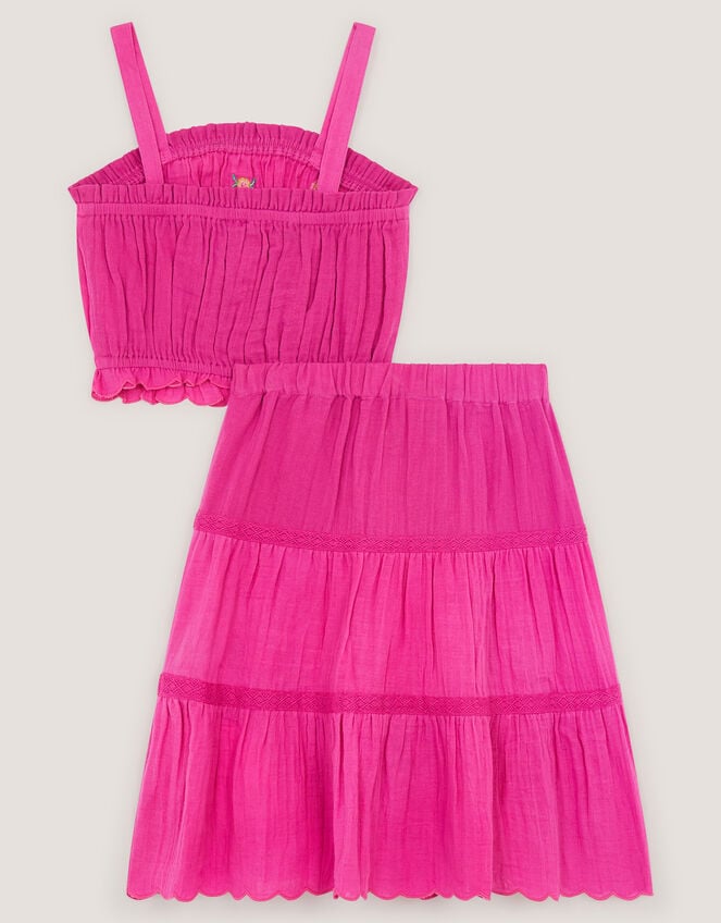 Embroidered Floral Top & Skirt Set, Pink (MAGENTA), large