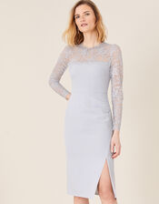 Carey Lace Panel Shift Dress, Grey (GREY), large