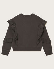Metallic Star Ruffle Jumper, Black (BLACK), large