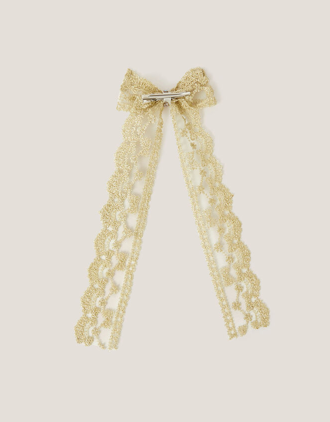 Long Lace Bow Hair Clip, , large