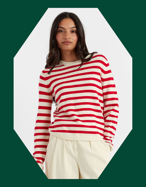 Chinti & Parker Wool Elbow Patch Jumper, Red (RED), large
