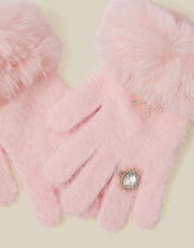 Glam Faux Fur Cuff Gloves, Pink (PINK), large
