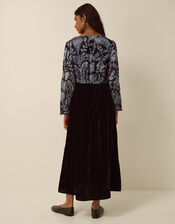 Claudia Floral Devor&eacute; Midi Dress, Black (BLACK), large