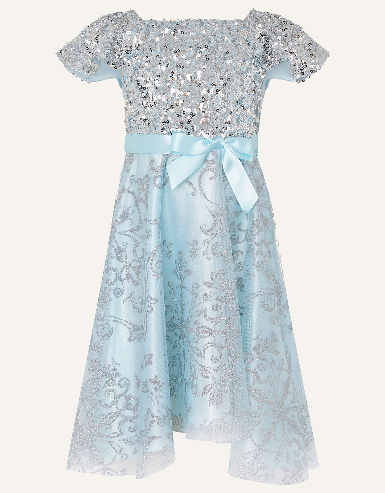 Sequin Glitter Print High Low Dress Blue Girls Dresses Monsoon Global