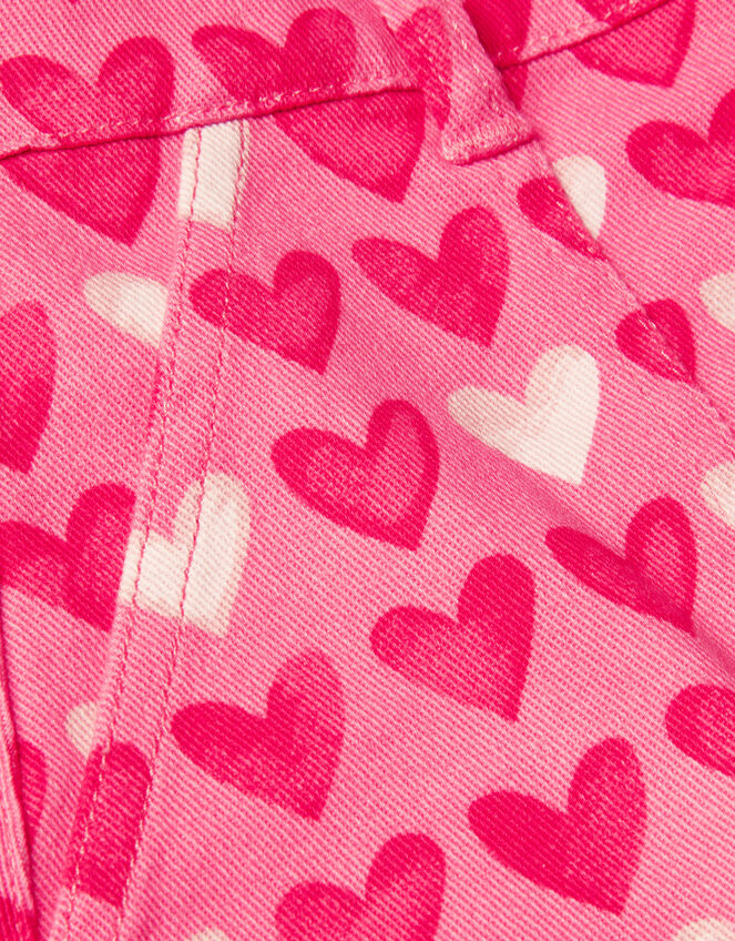 Heart Print Denim Skirt, Pink (PINK), large