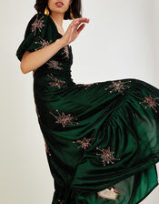 Veera Velvet Star Tea Dress, Green (GREEN), large