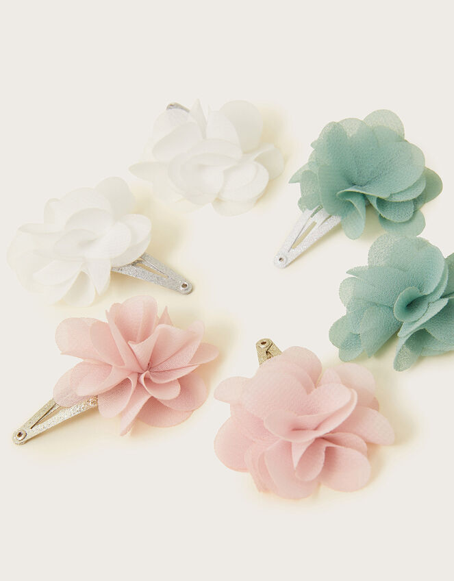 Flower Pom-Pom Hair Clips 6 Pack, , large