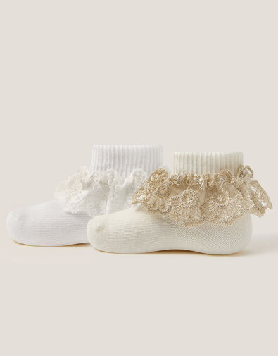 2-Pack Baby Sparkle Lace Socks, Multi (MULTI), large