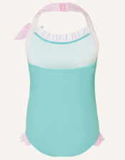 Sequin Shell Halter Swimsuit , Blue (TURQUOISE), large